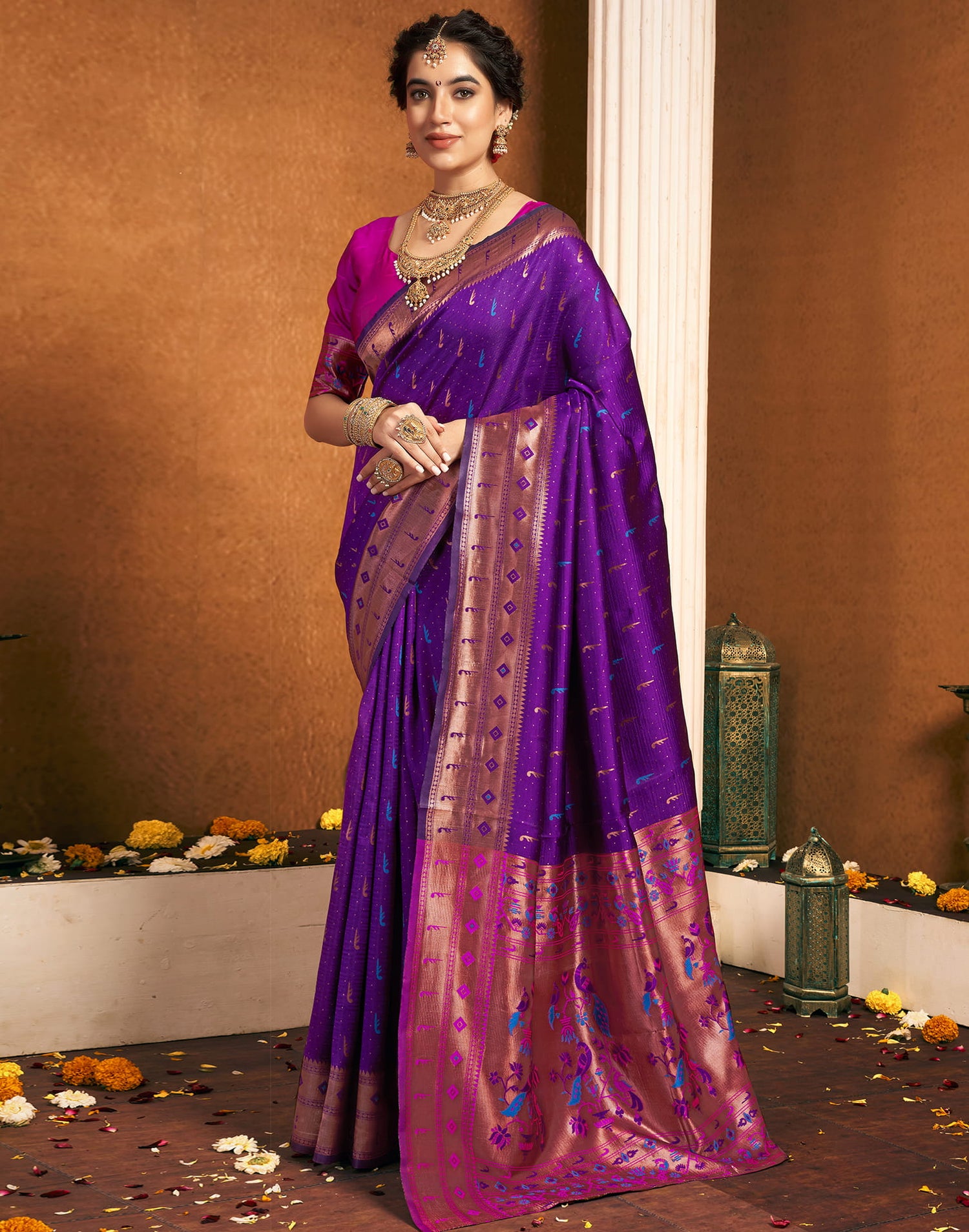 Dark Purple Silk Woven Paithani Saree