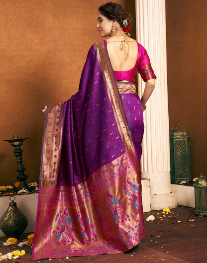 Dark Purple Silk Woven Paithani Saree