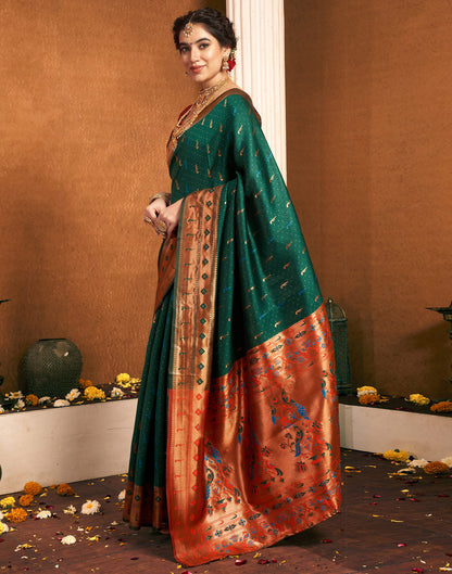 Dark Green Silk Woven Paithani Saree