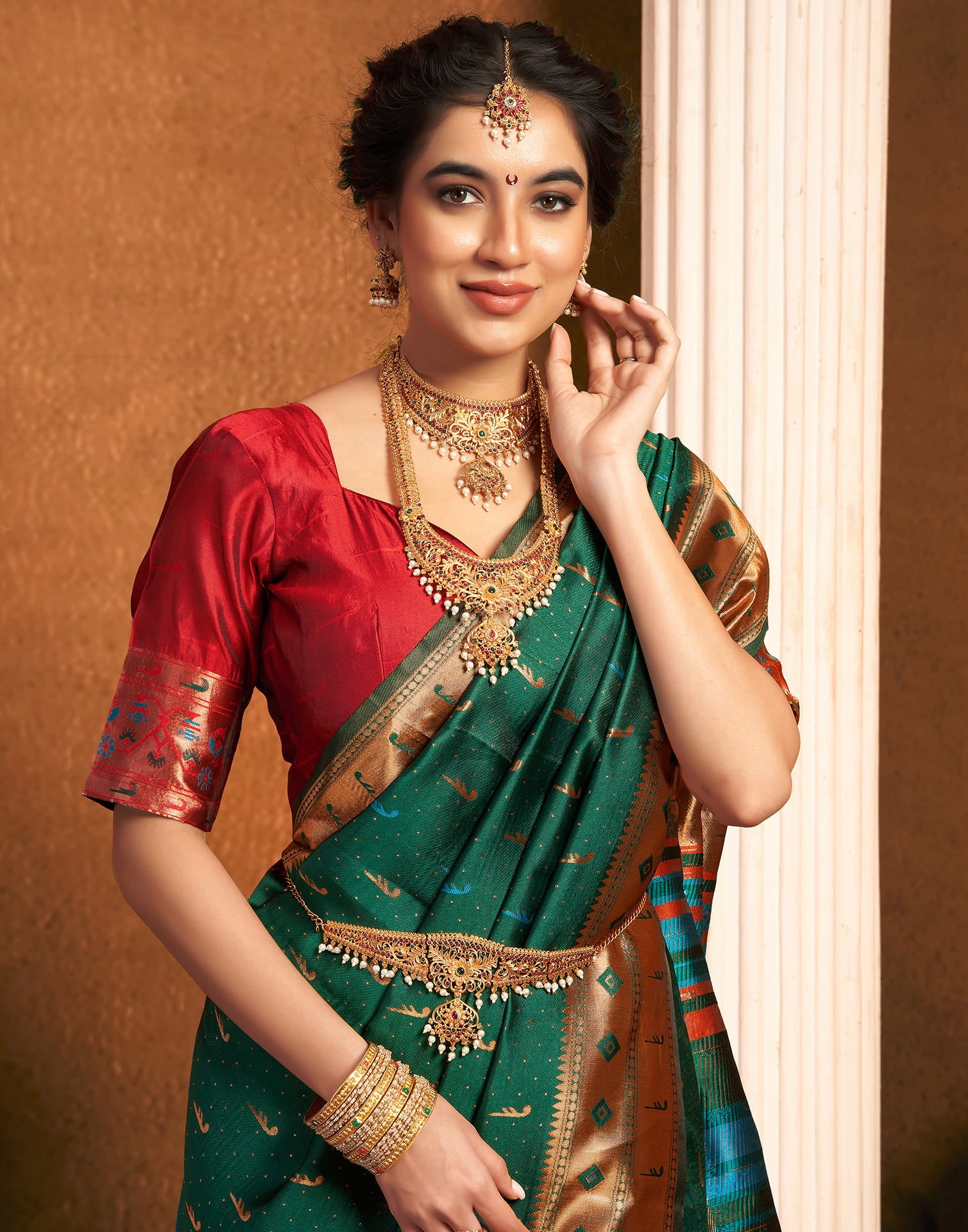 Dark Green Silk Woven Paithani Saree