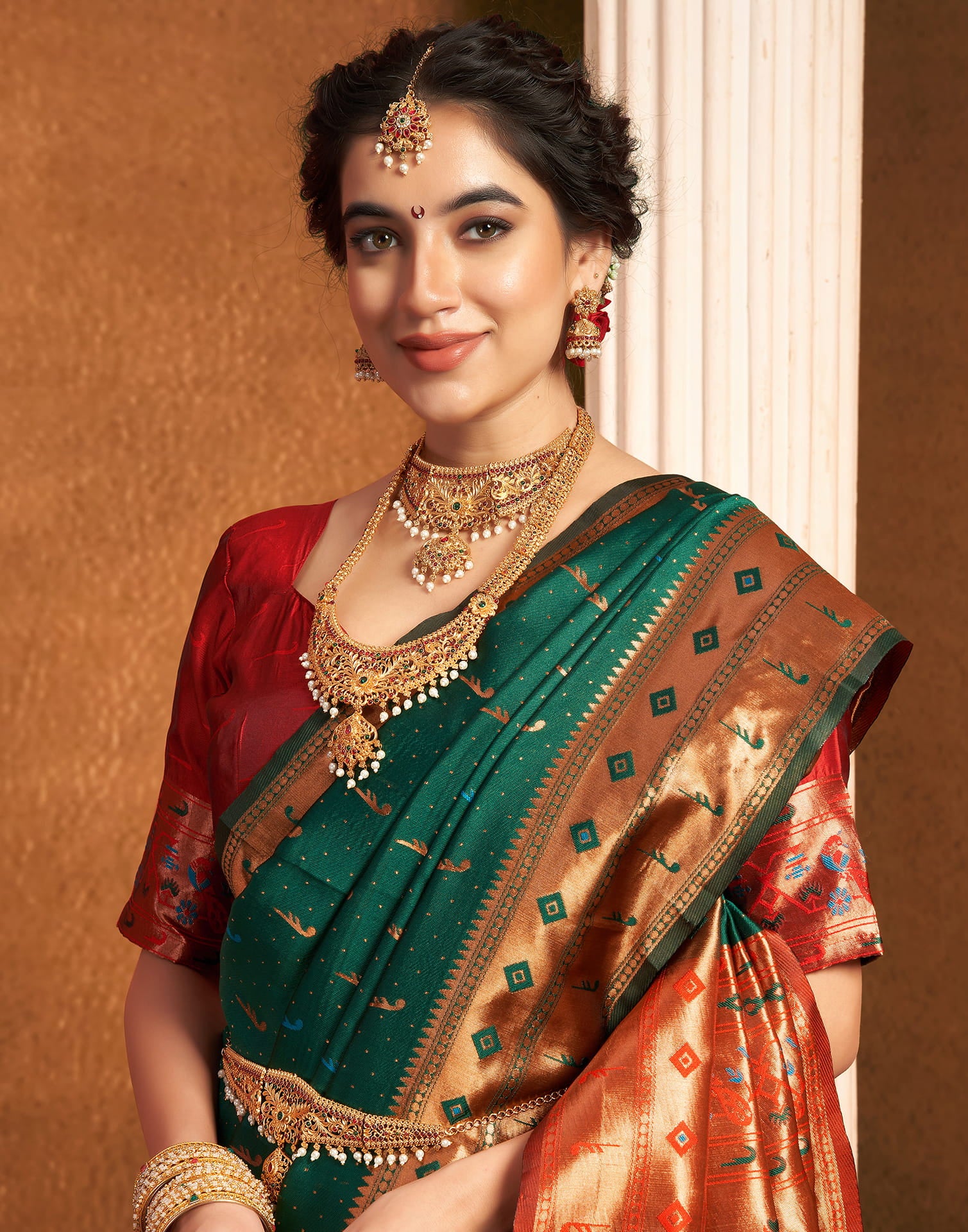 Dark Green Silk Woven Paithani Saree