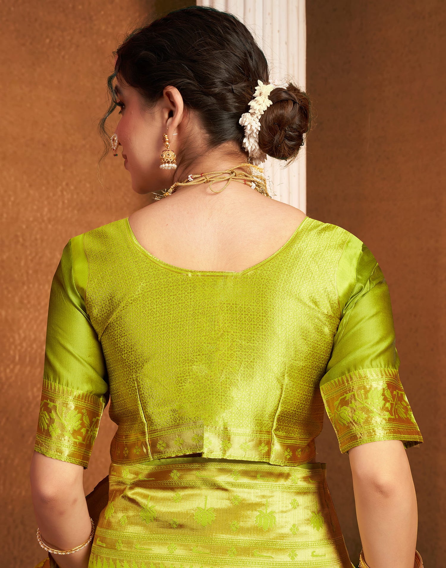 Lime Green Silk Woven Paithani Saree