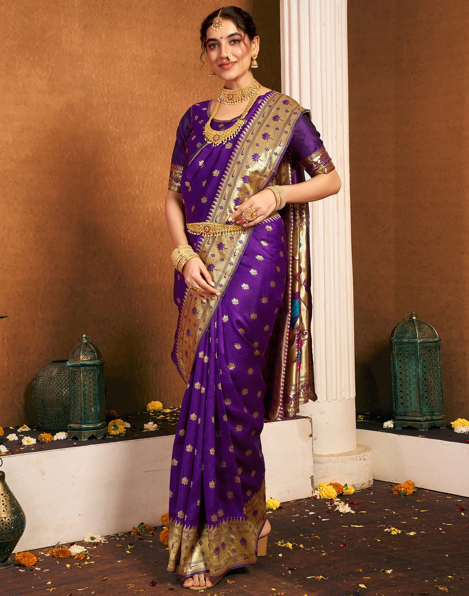 Dark Purple Silk Woven Paithani Saree