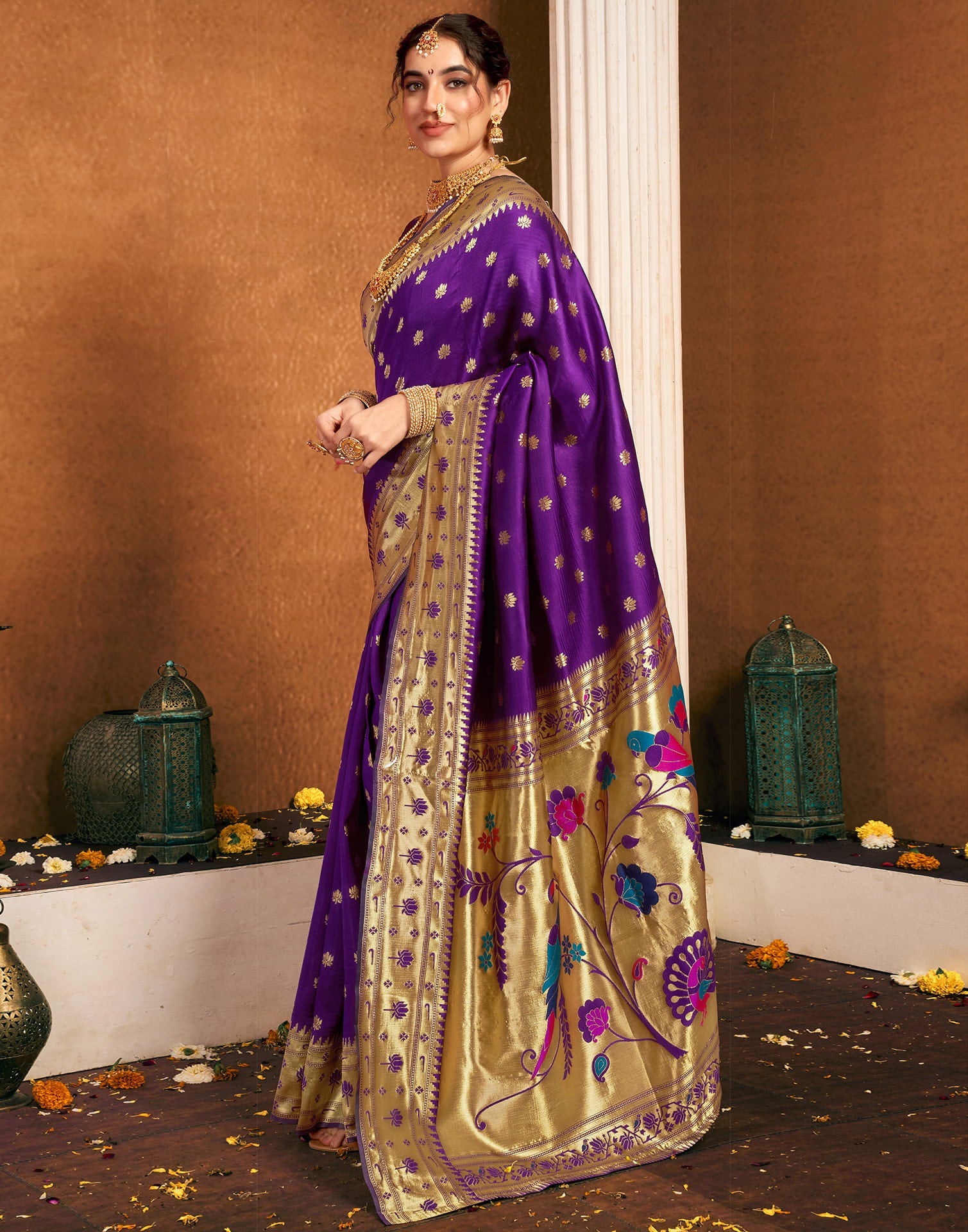 Dark Purple Silk Woven Paithani Saree