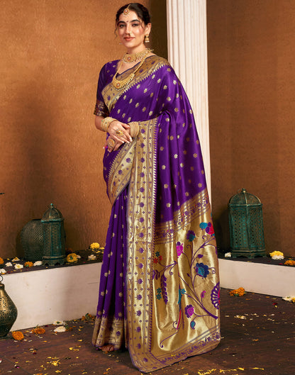 Dark Purple Silk Woven Paithani Saree