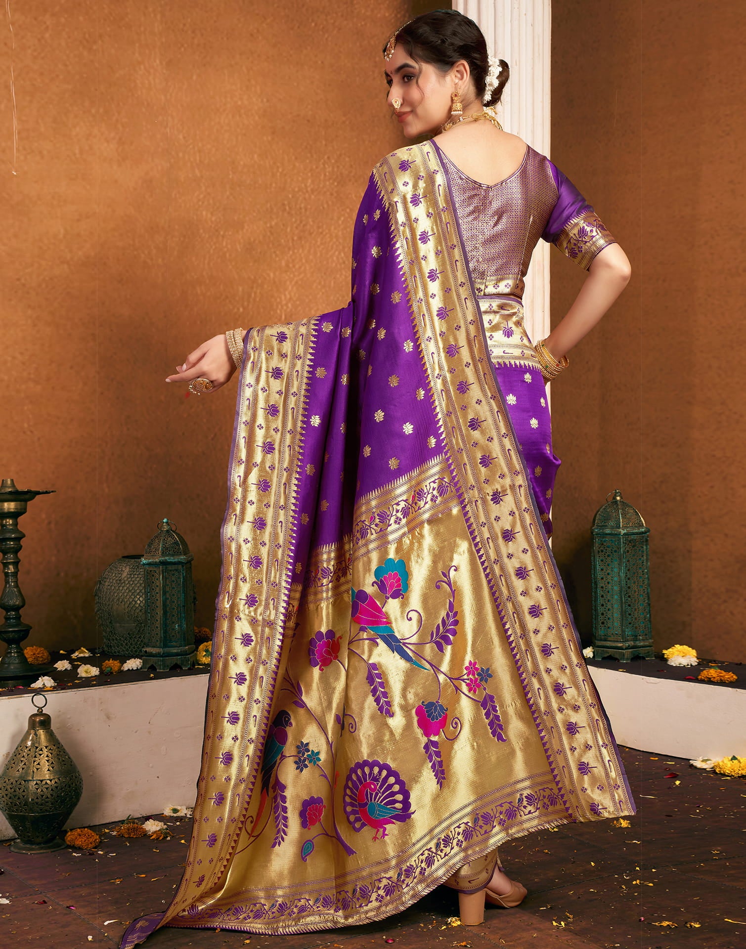 Dark Purple Silk Woven Paithani Saree