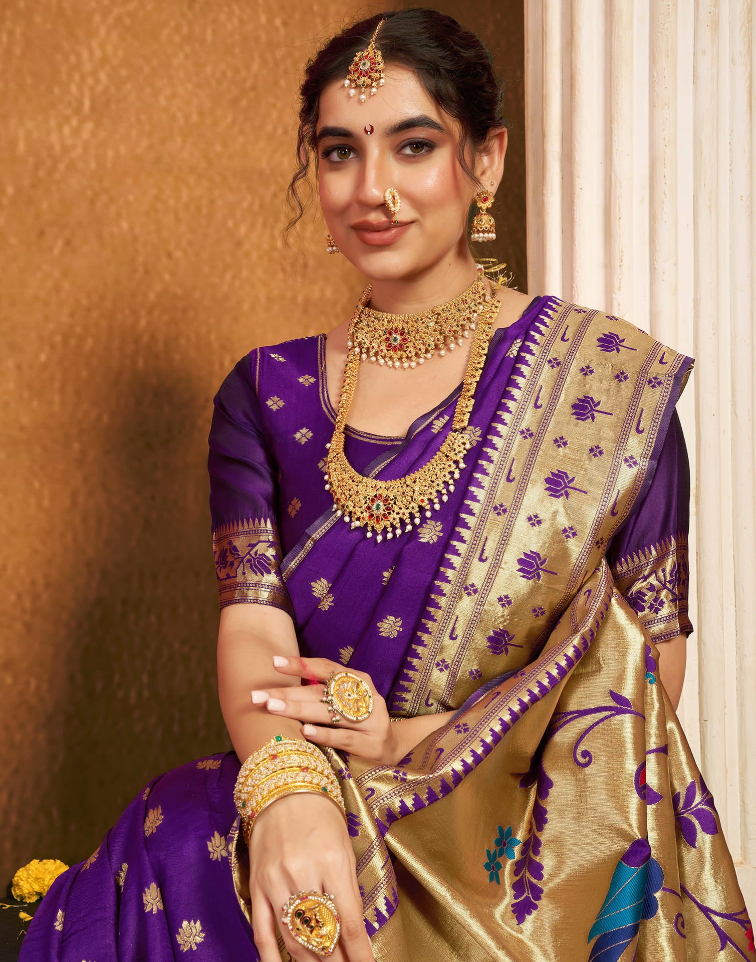 Dark Purple Silk Woven Paithani Saree