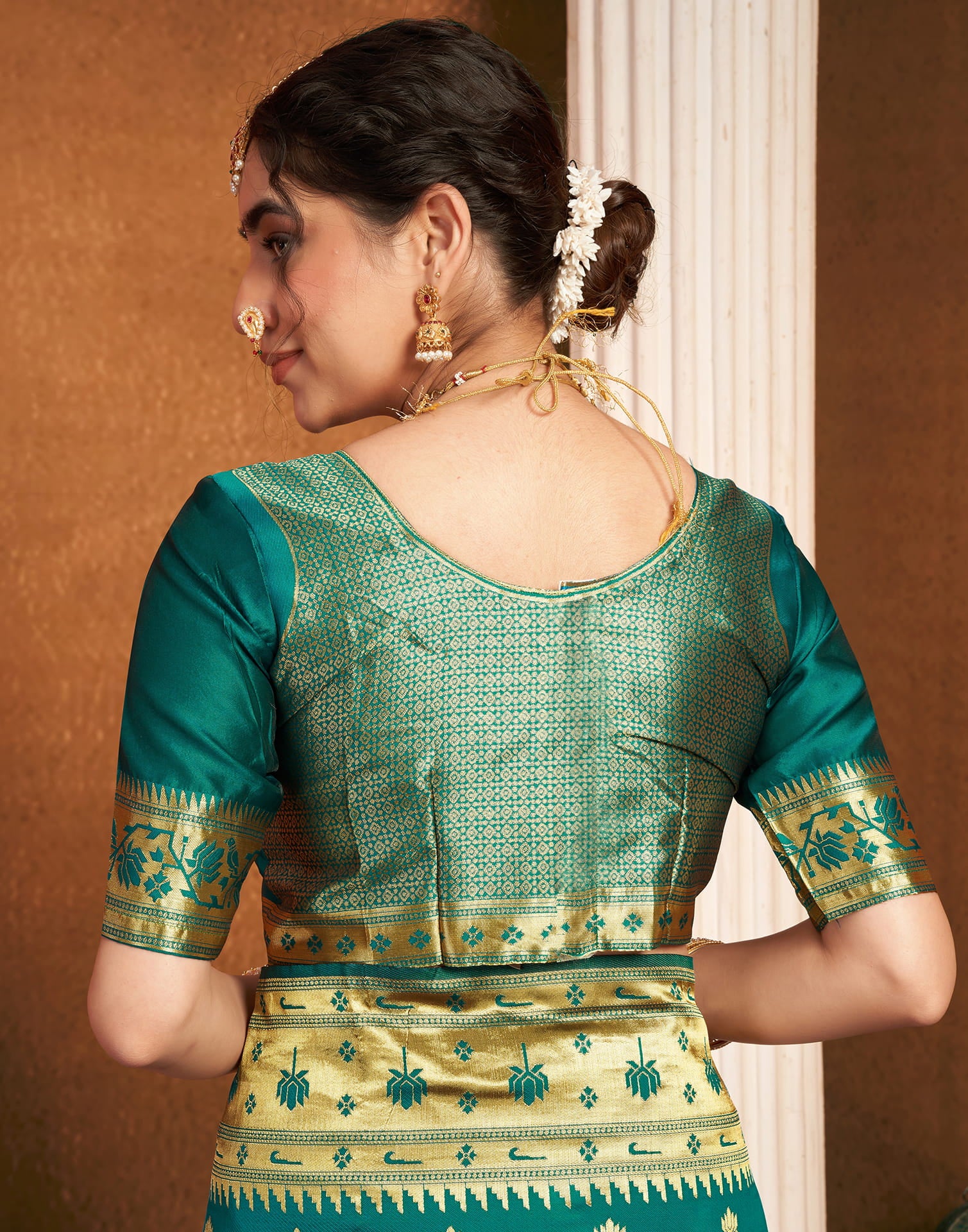 Teal Green Silk Woven Paithani Saree