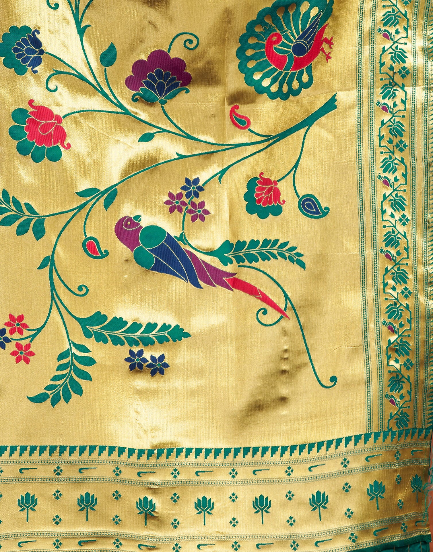 Teal Green Silk Woven Paithani Saree