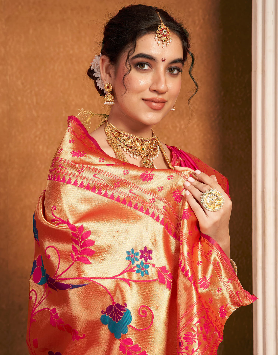 Pink Silk Woven Paithani Saree