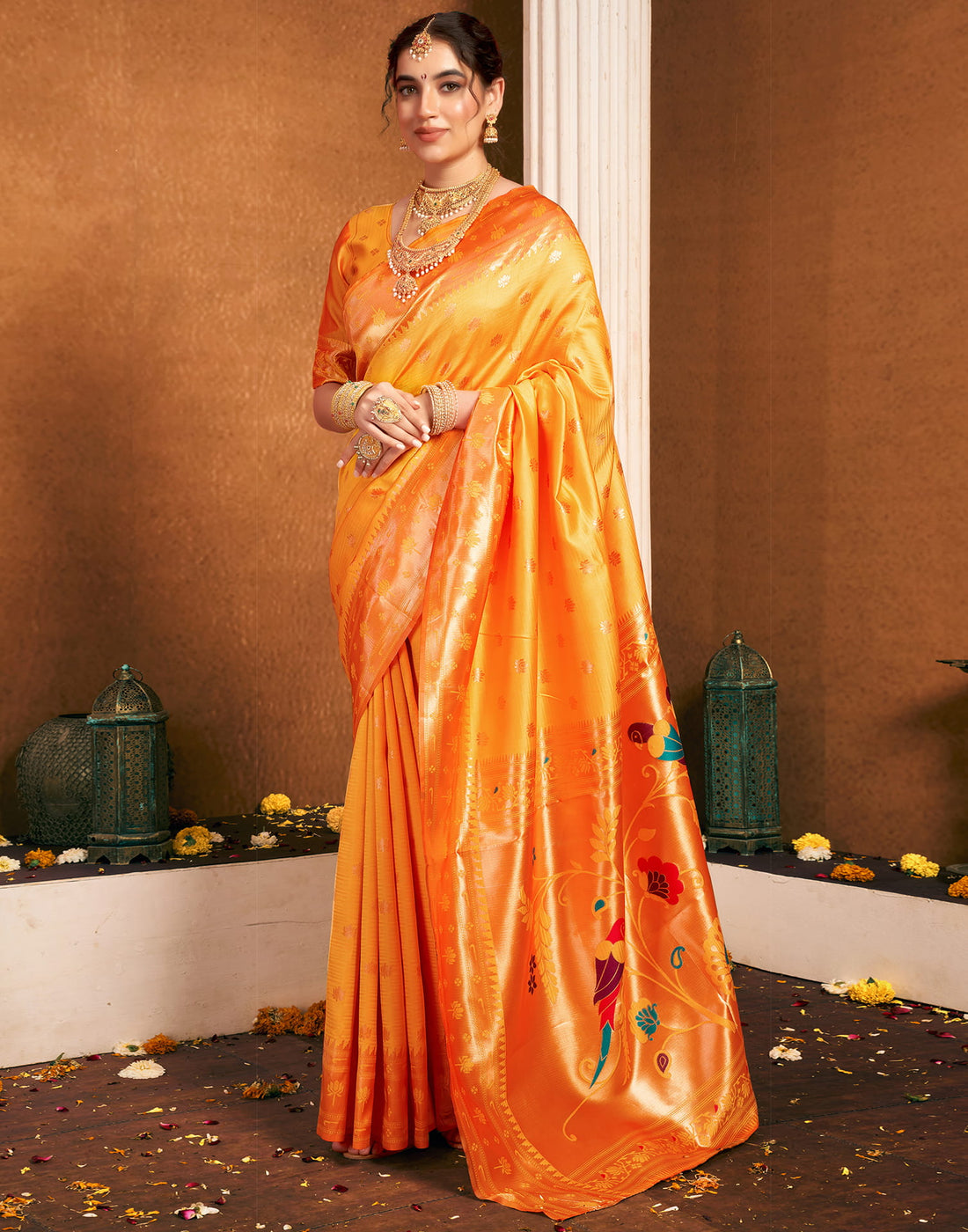 Yellow Silk Woven Paithani Saree