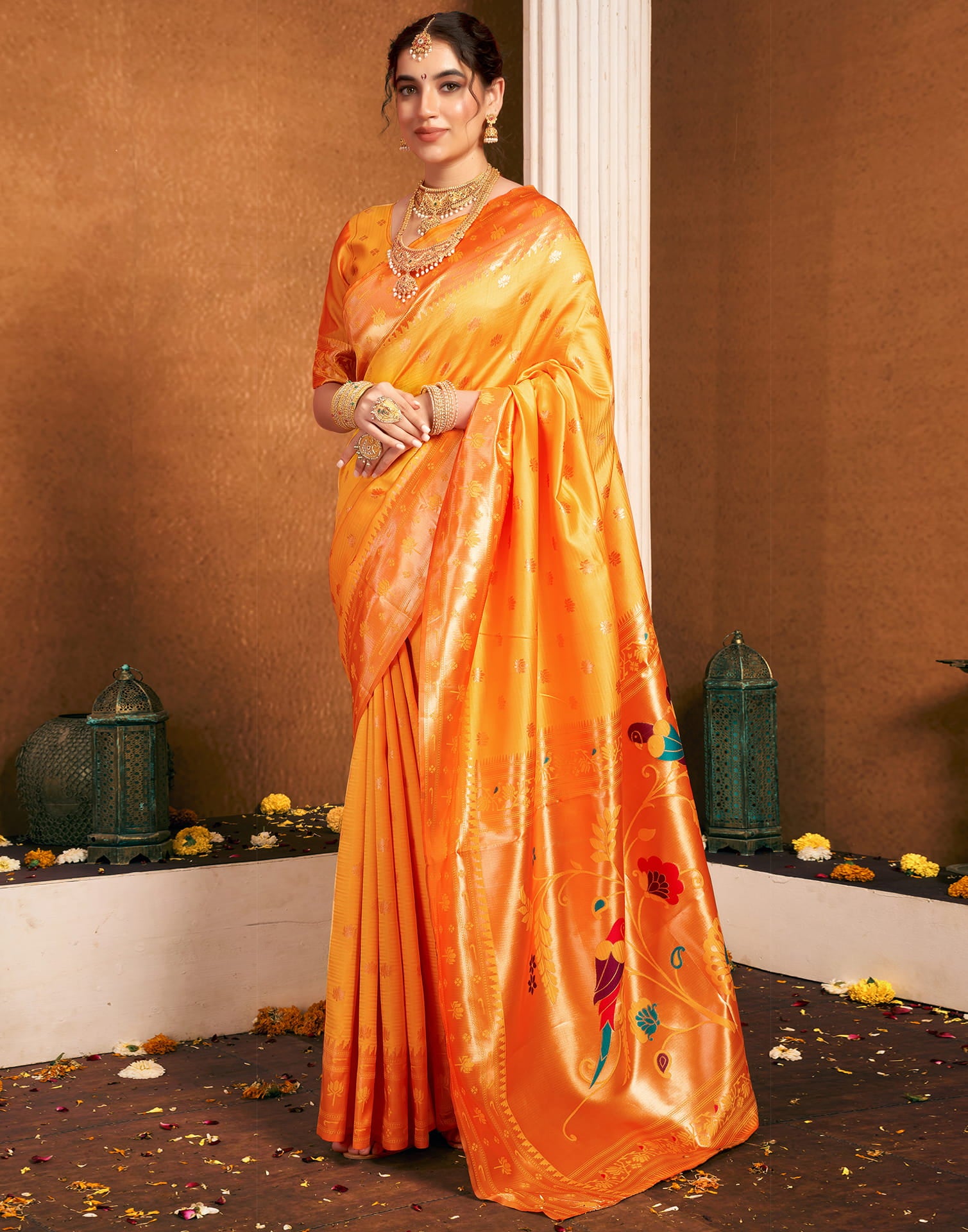 Yellow Silk Woven Paithani Saree