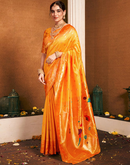 Yellow Silk Woven Paithani Saree