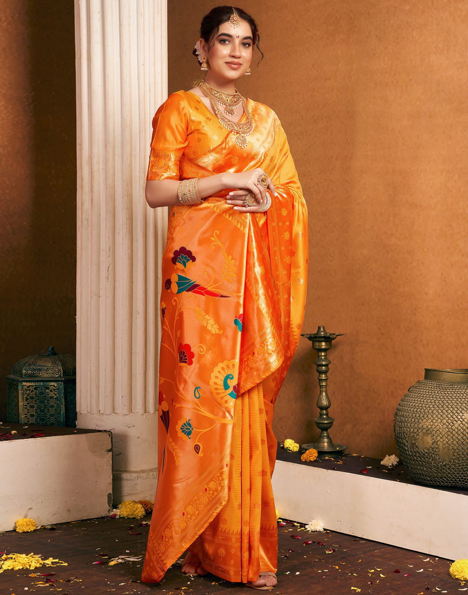 Yellow Silk Woven Paithani Saree