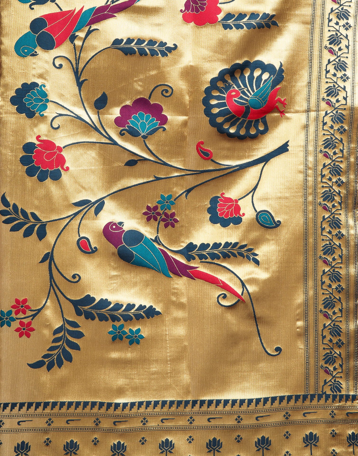 Rama Blue Silk Woven Paithani Saree