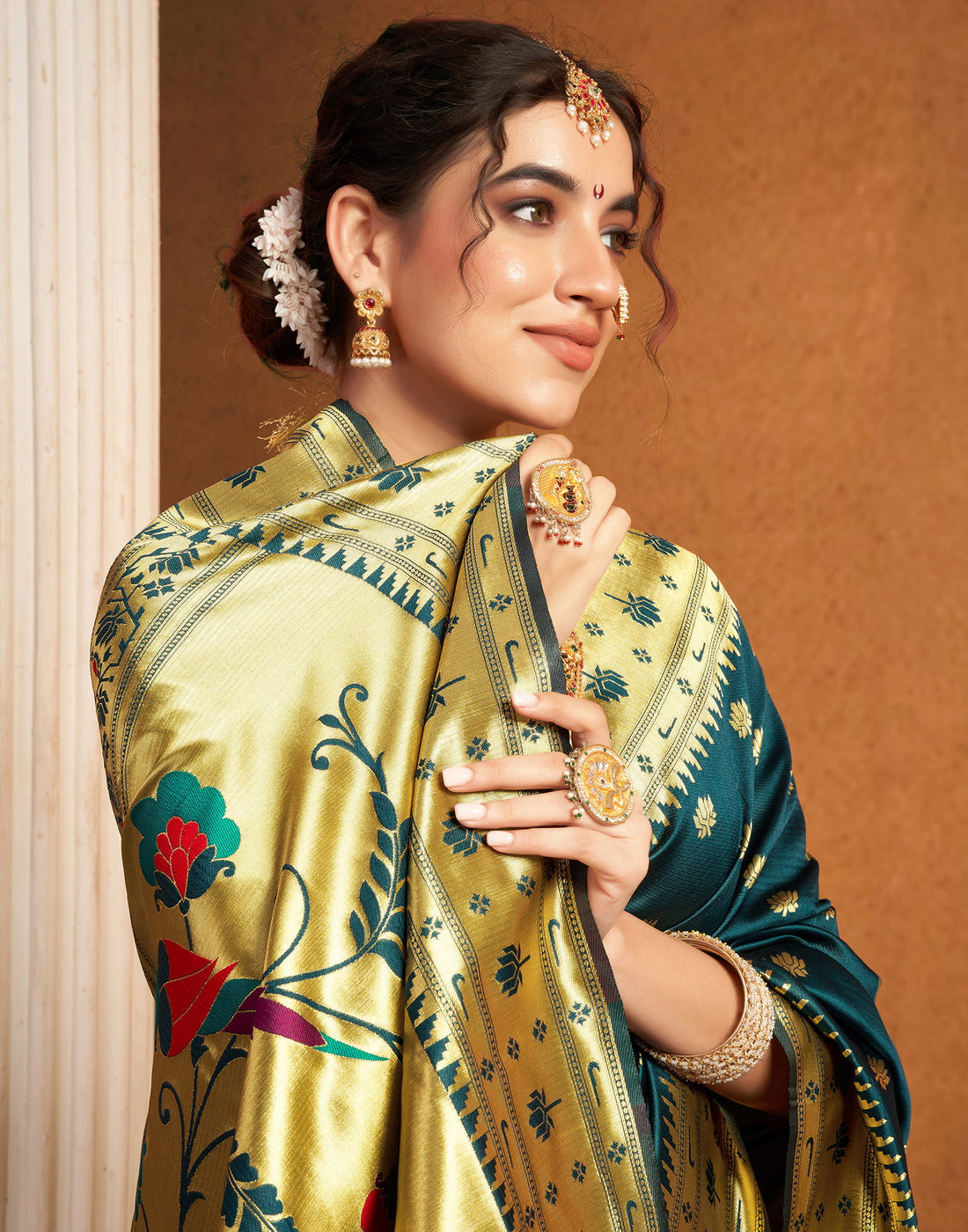 Rama Green Silk Woven Paithani Saree