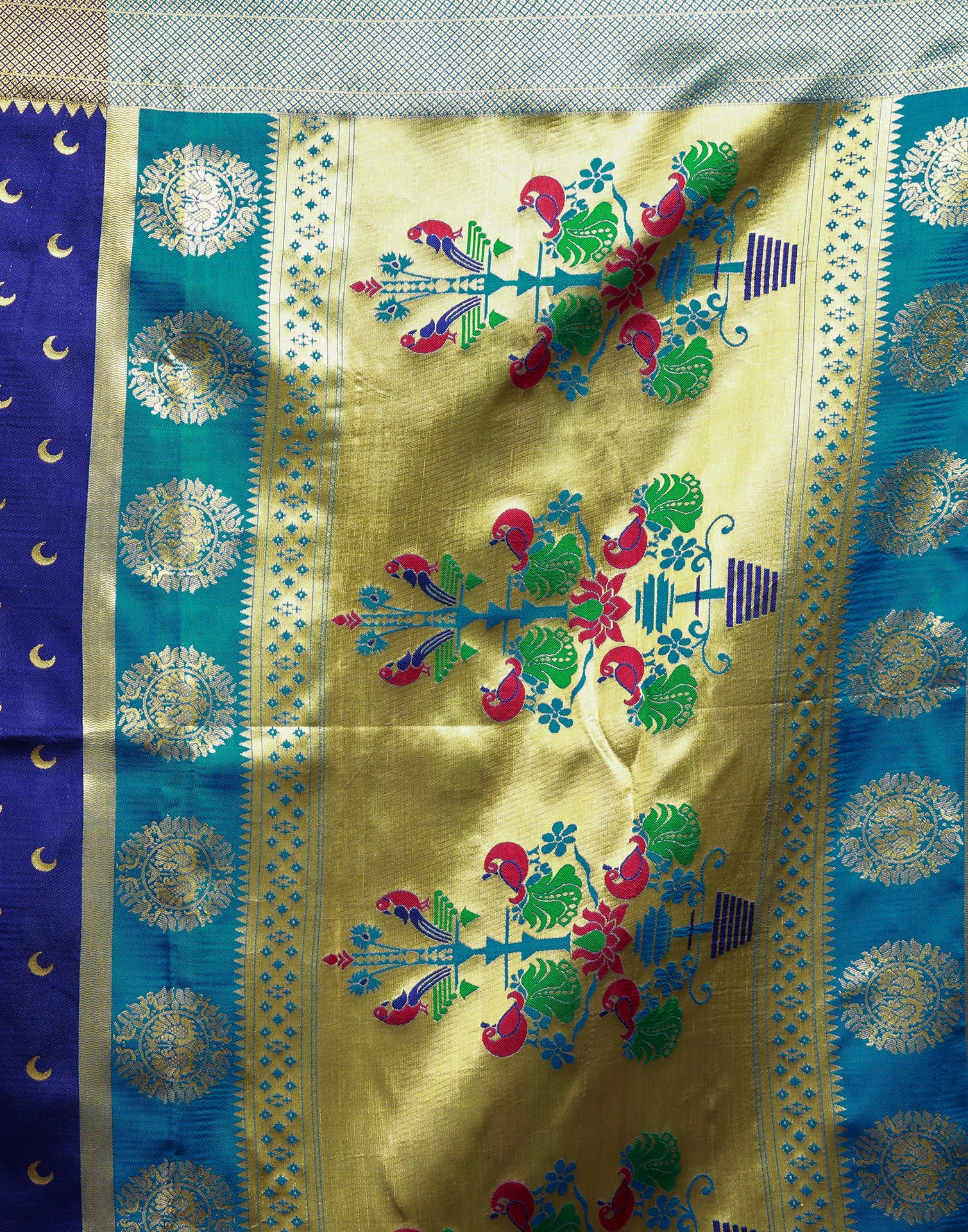 Navy Blue Silk Woven Paithani Saree