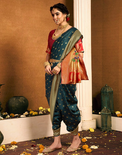 Dark Green Silk Woven Paithani Saree