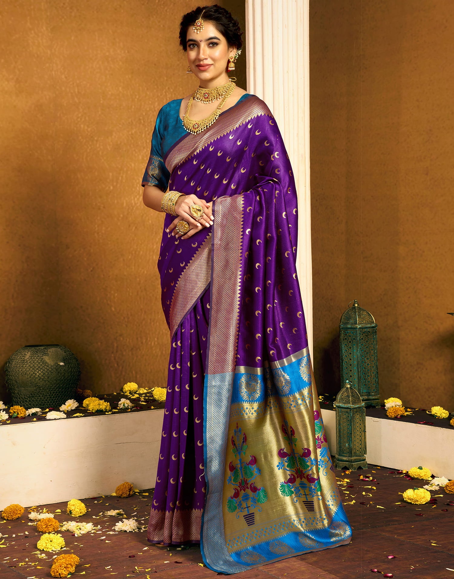 Dark Purple Silk Woven Paithani Saree