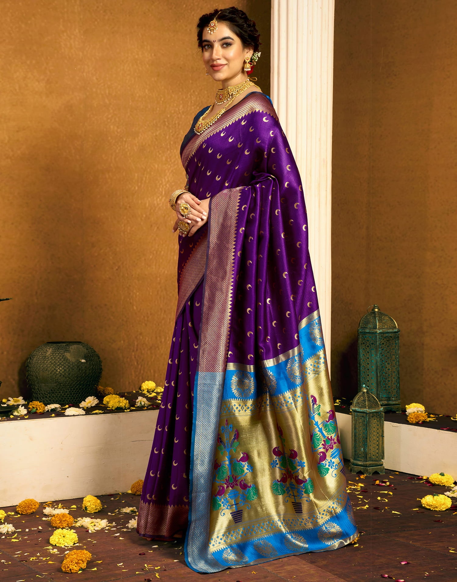 Dark Purple Silk Woven Paithani Saree