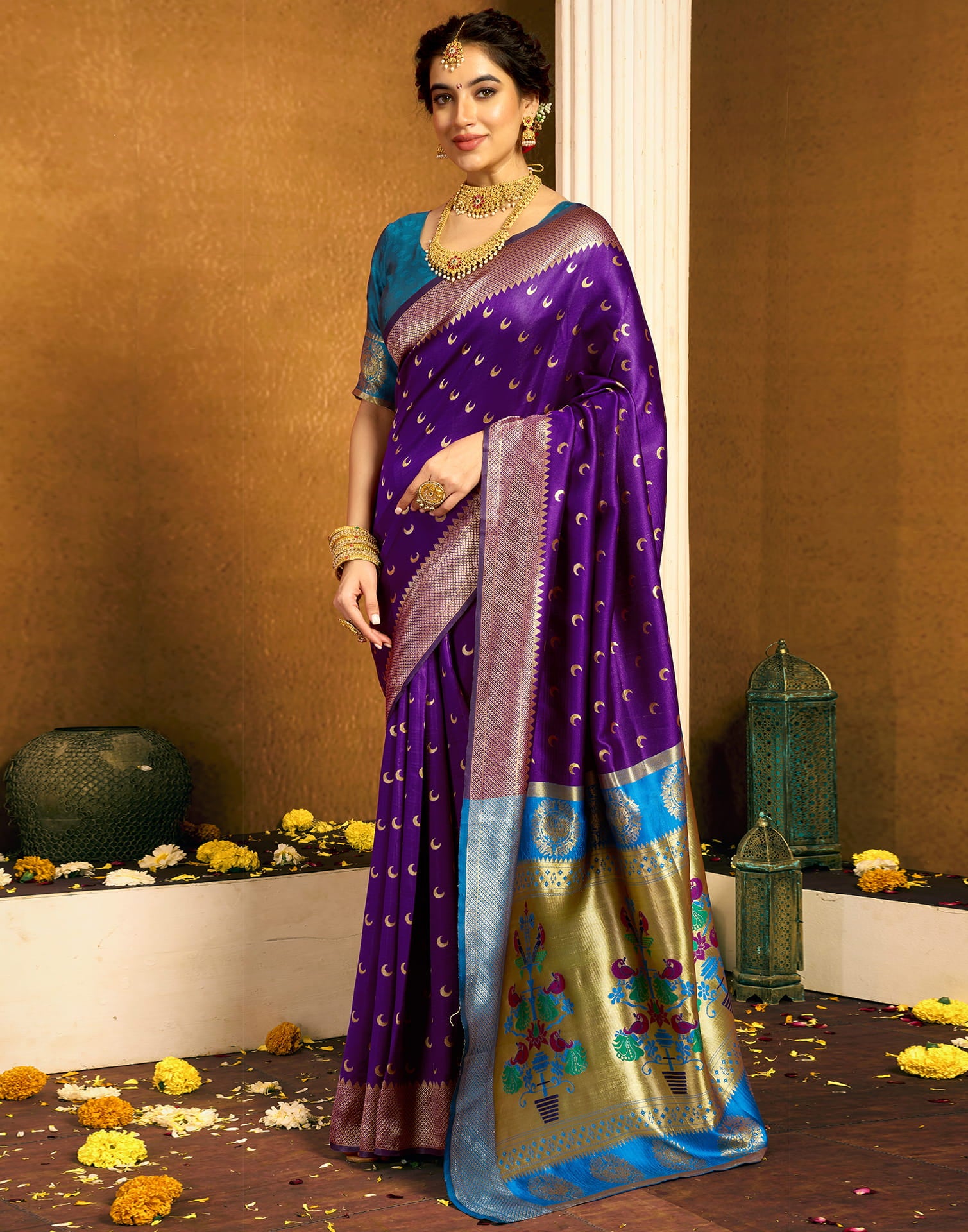 Dark Purple Silk Woven Paithani Saree