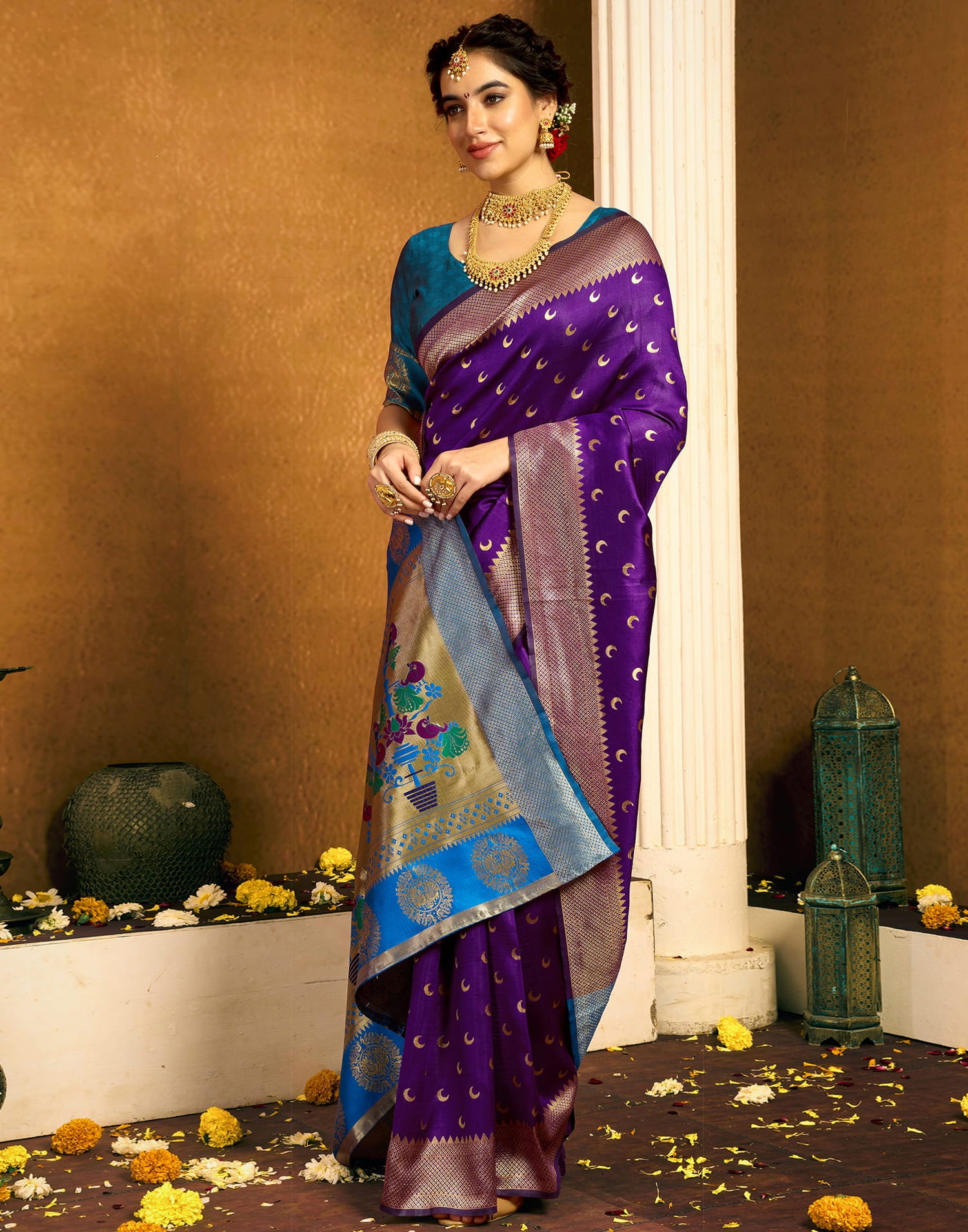 Dark Purple Silk Woven Paithani Saree