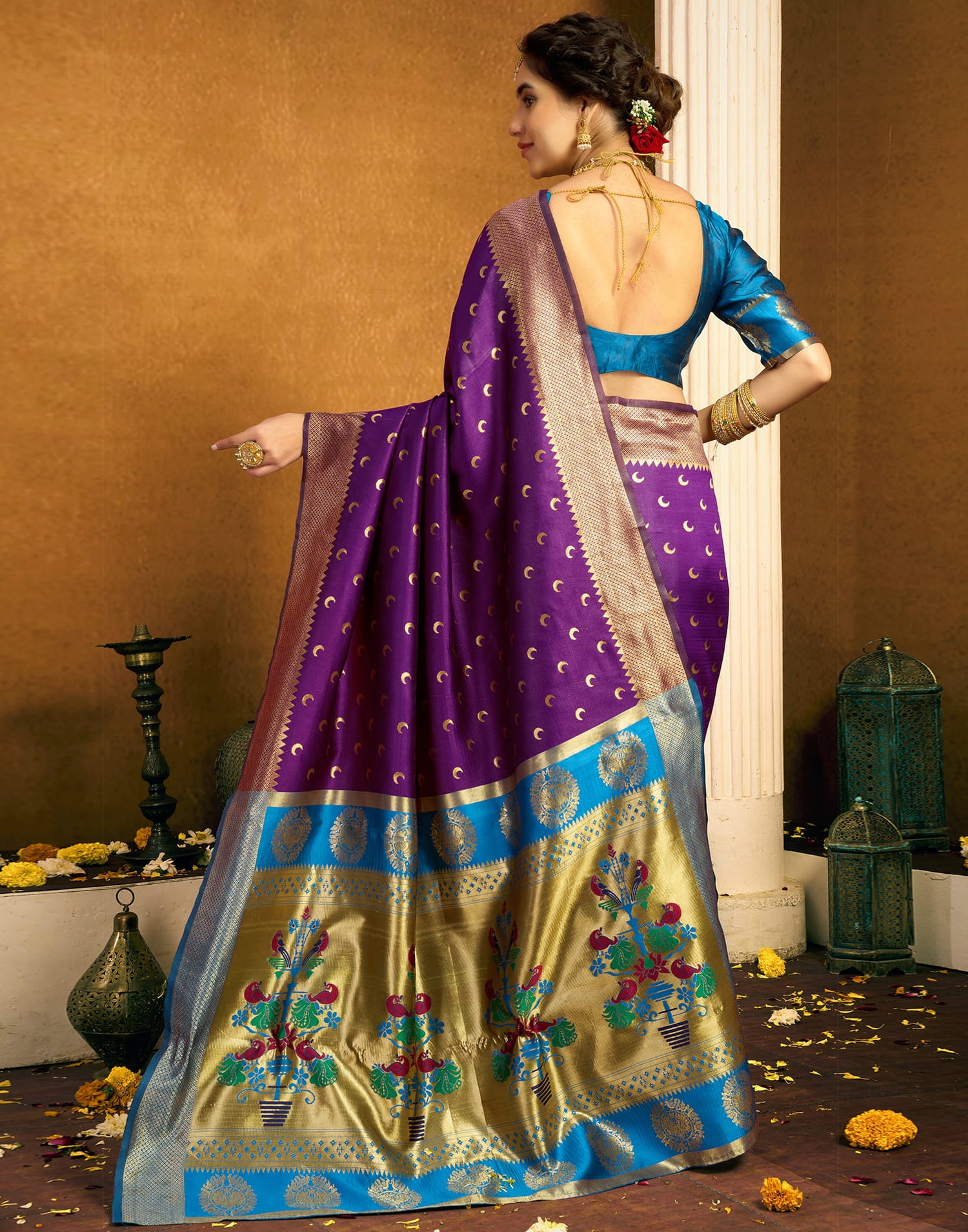 Dark Purple Silk Woven Paithani Saree