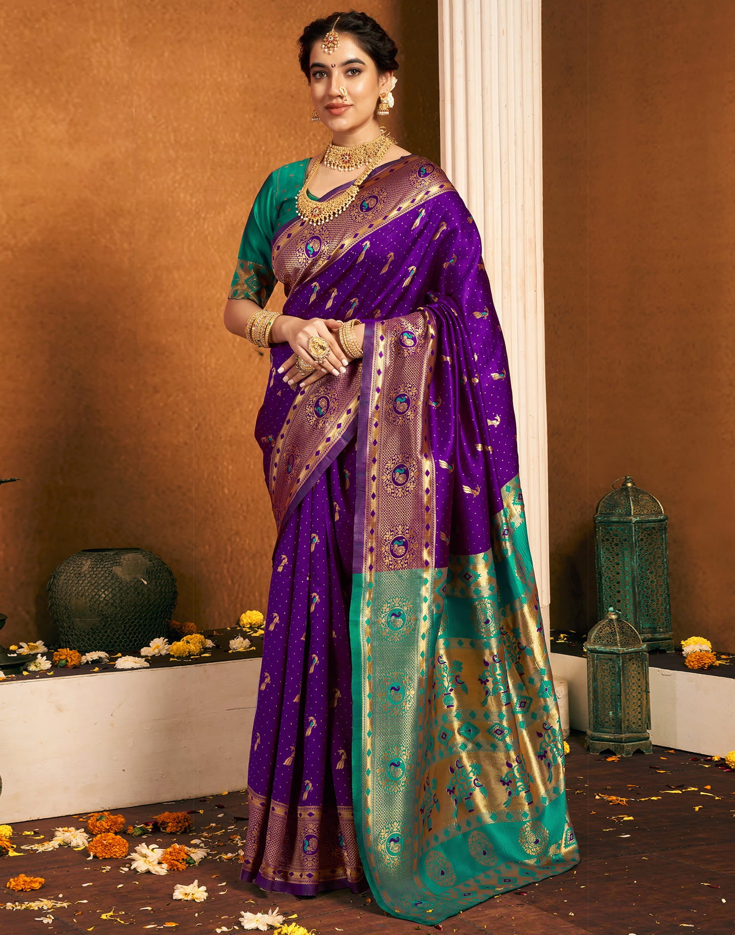 Dark Purple Silk Woven Paithani Saree