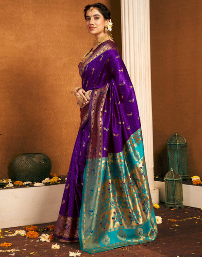 Dark Purple Silk Woven Paithani Saree