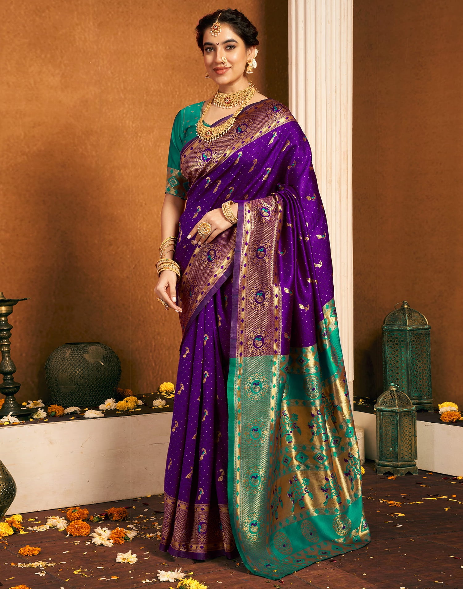 Dark Purple Silk Woven Paithani Saree