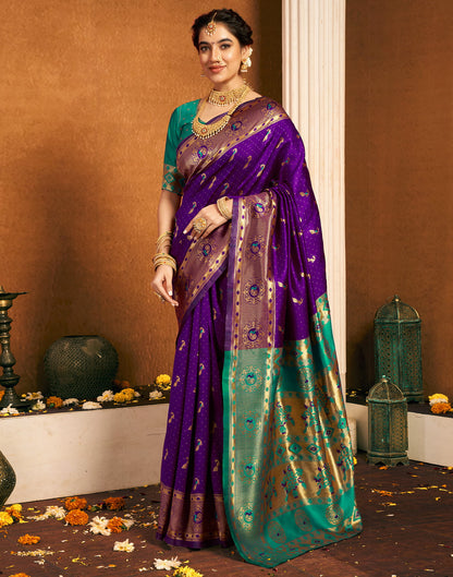 Dark Purple Silk Woven Paithani Saree