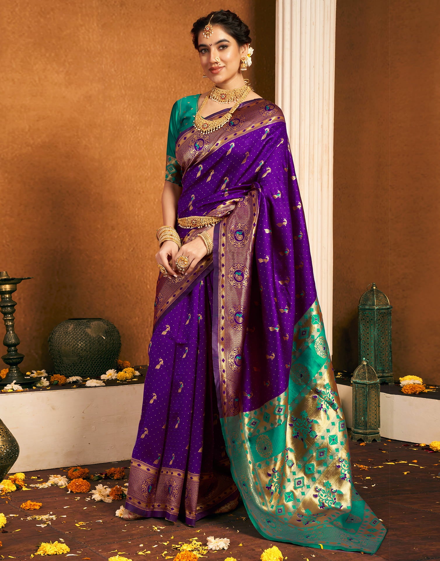 Dark Purple Silk Woven Paithani Saree