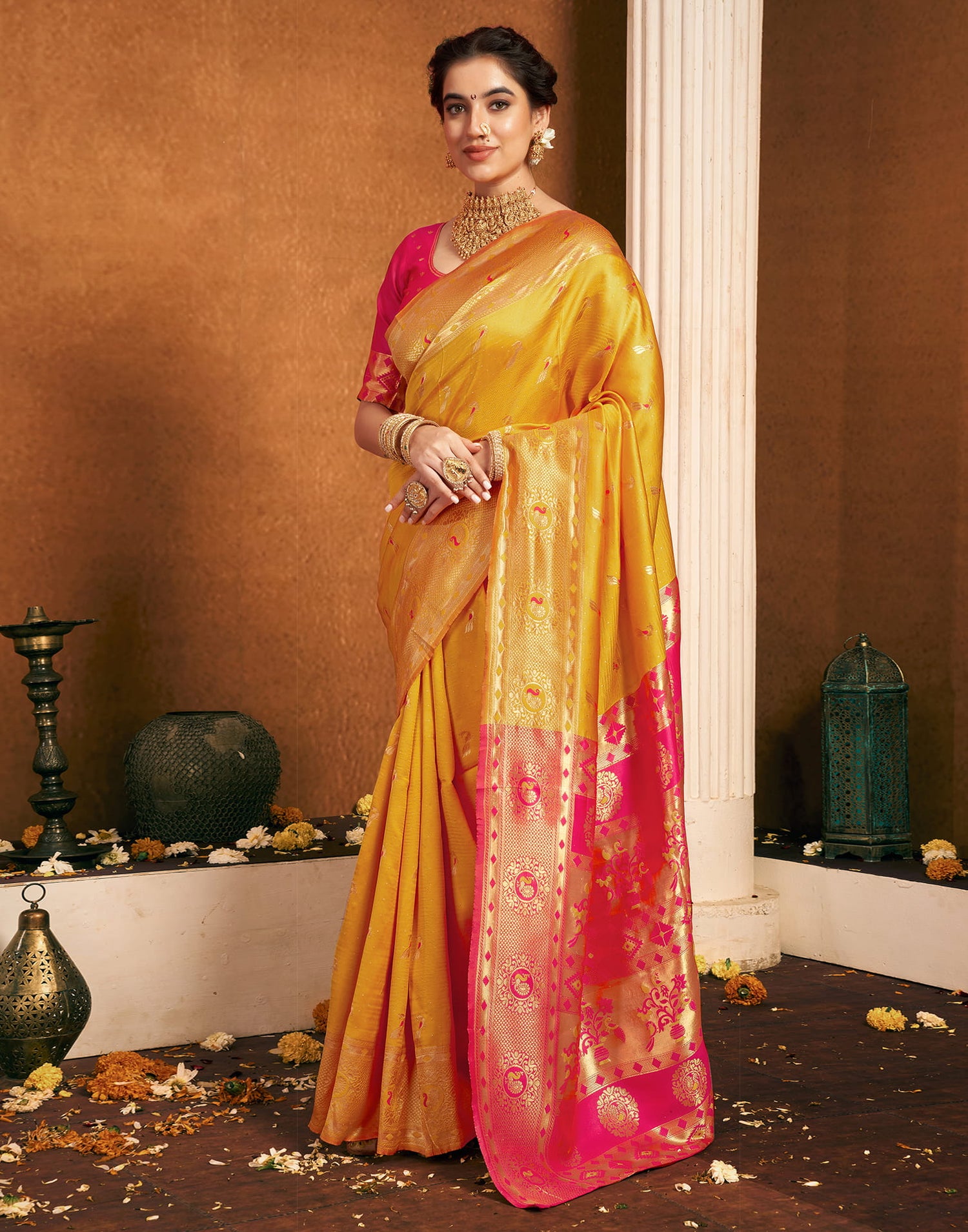 Yellow Silk Woven Paithani Saree