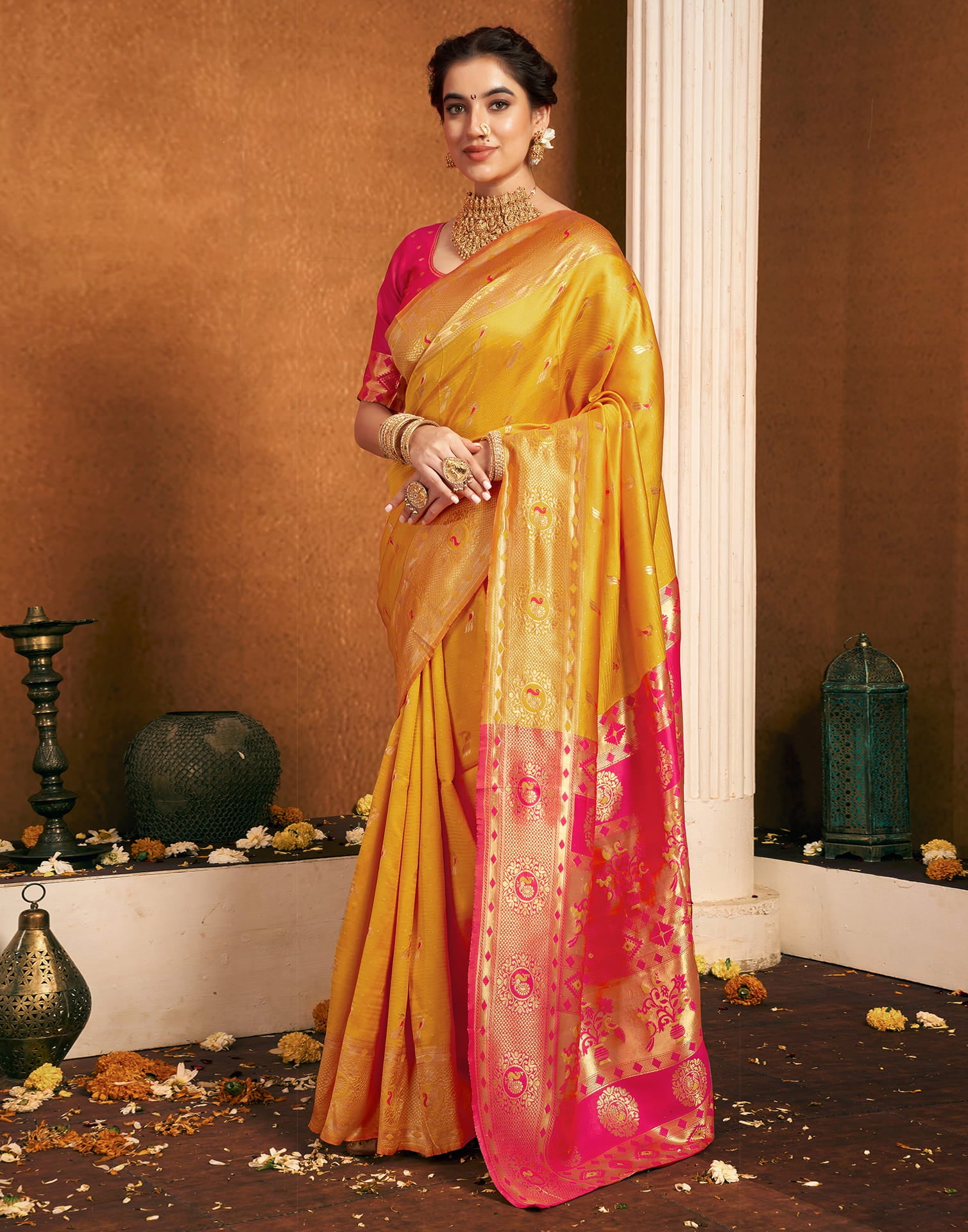 Yellow Silk Woven Paithani Saree