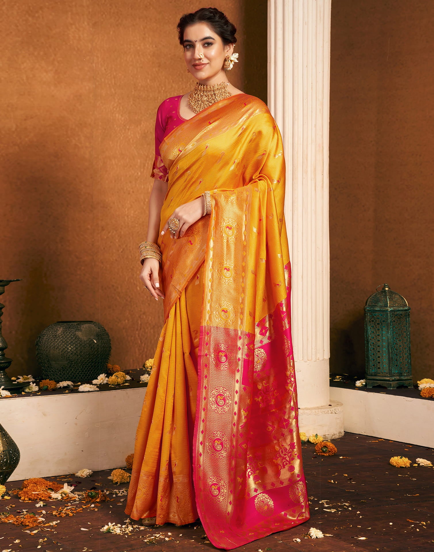 Yellow Silk Woven Paithani Saree