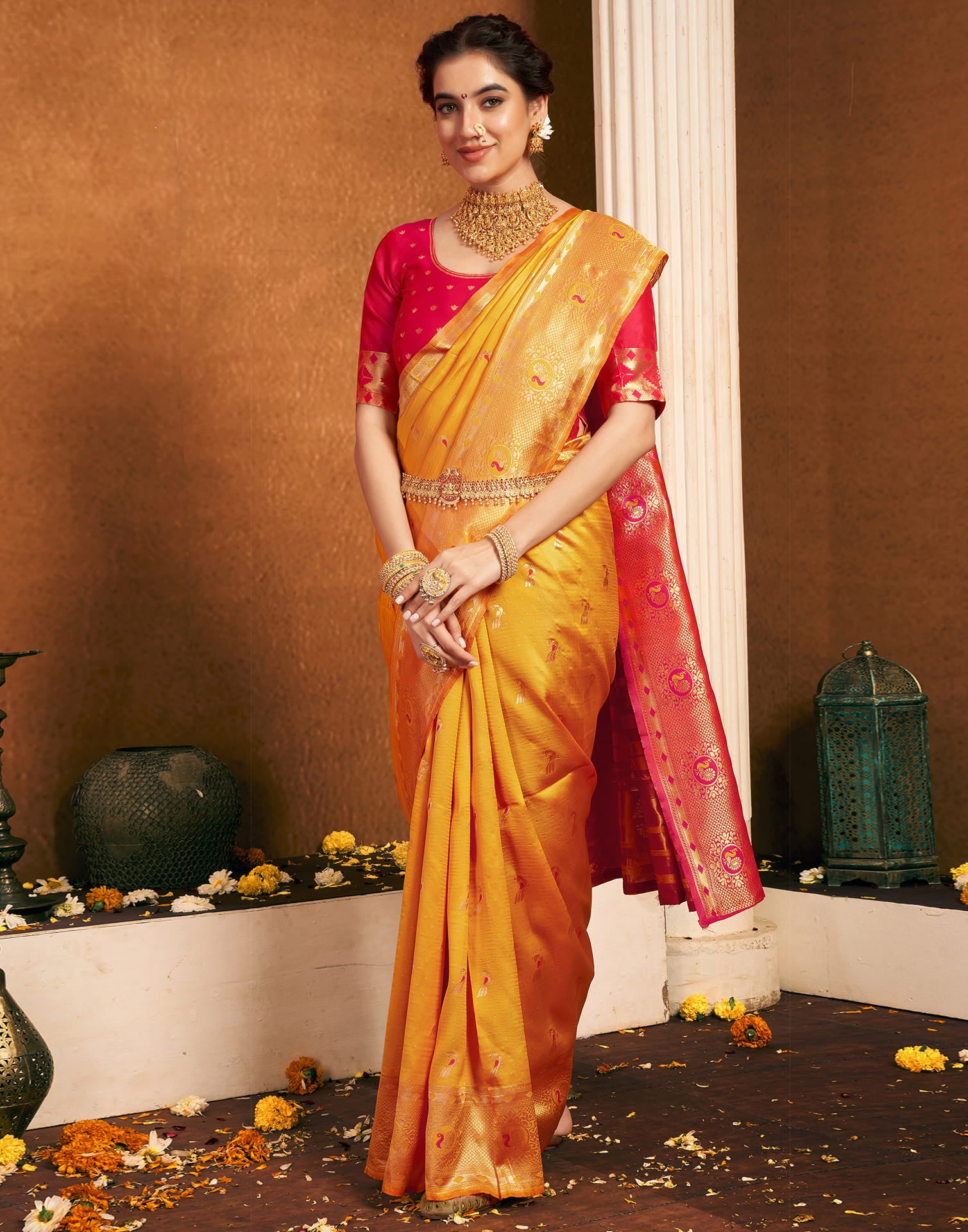 Yellow Silk Woven Paithani Saree