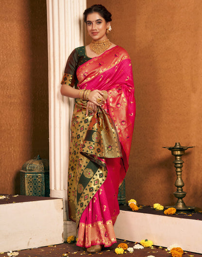 Rani Pink Silk Woven Paithani Saree