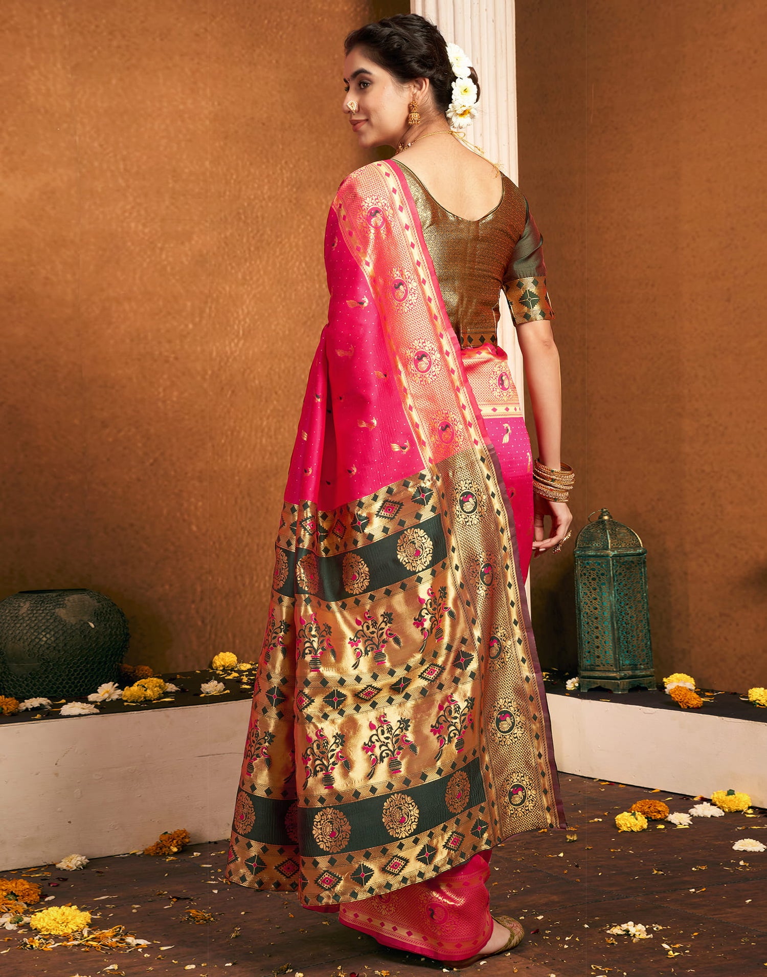 Rani Pink Silk Woven Paithani Saree