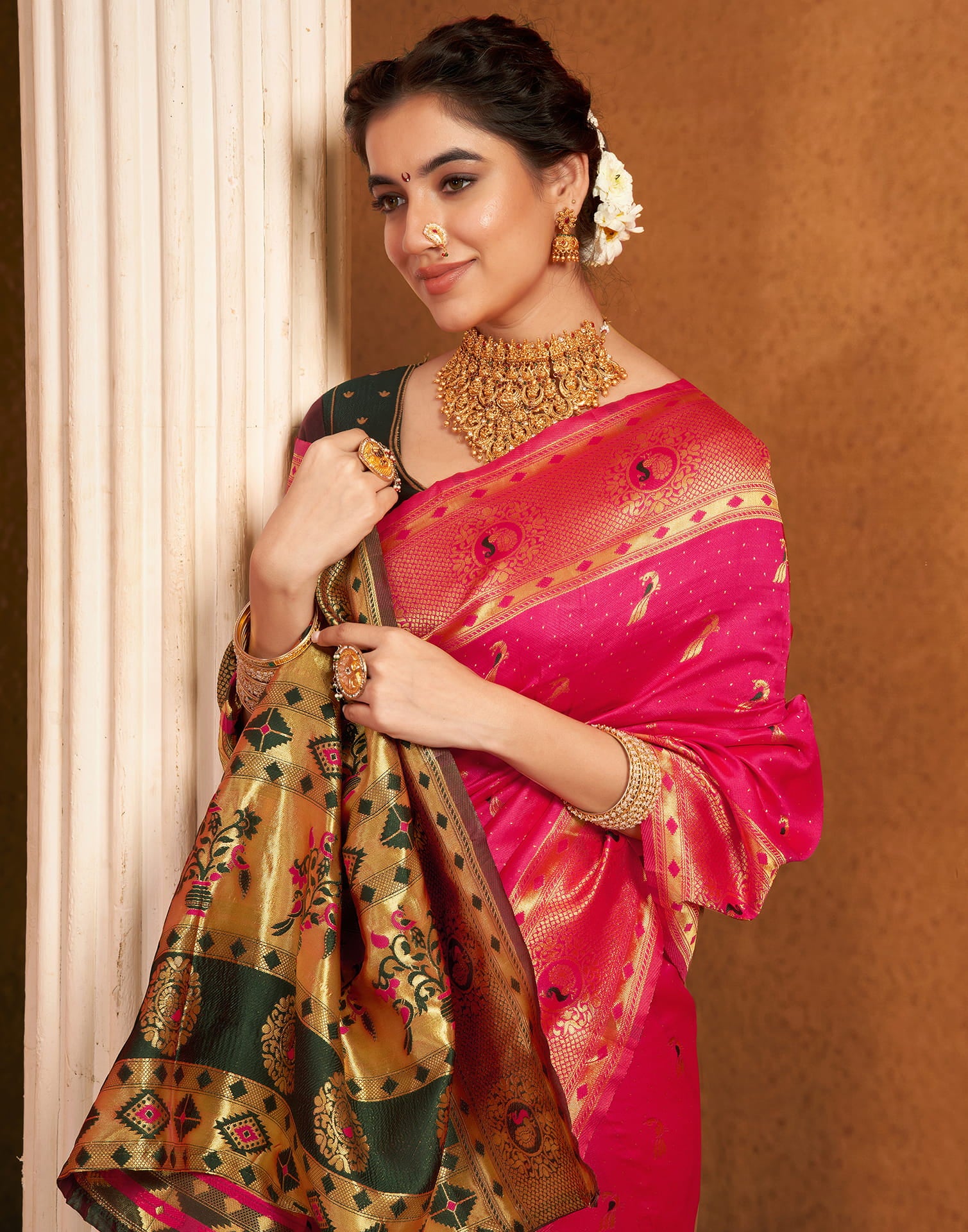 Rani Pink Silk Woven Paithani Saree