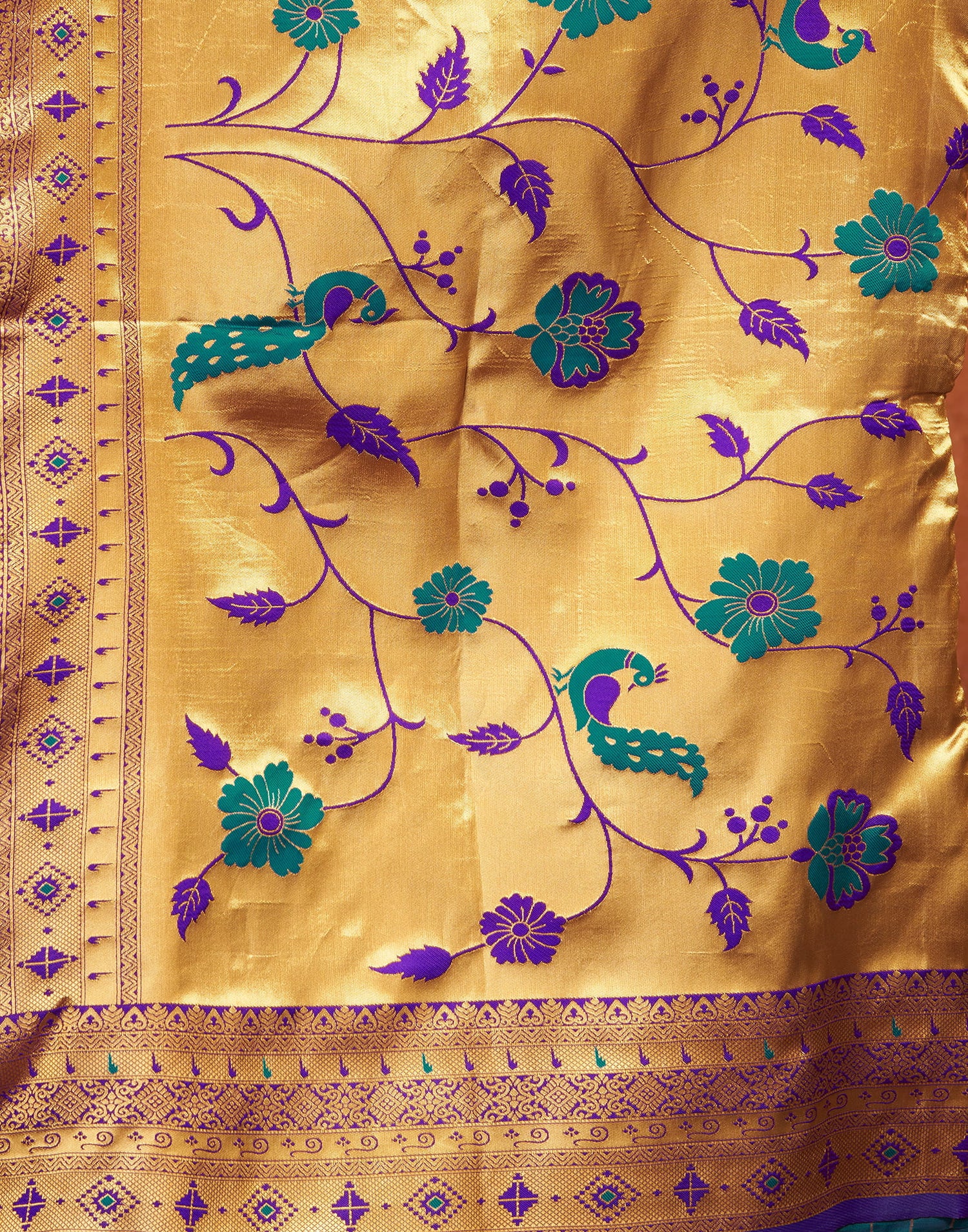 Turquoise Silk Woven Paithani Saree