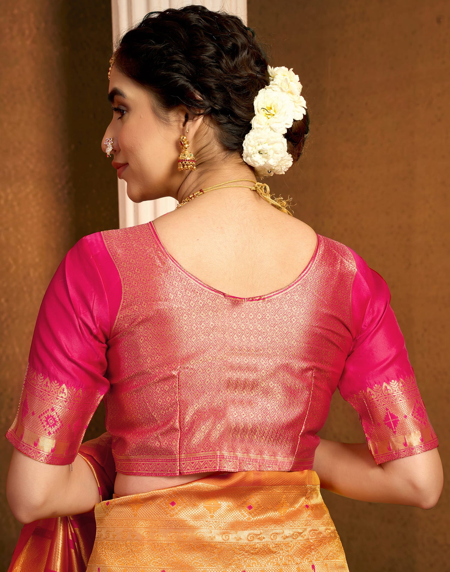 Saffron Silk Woven Paithani Saree