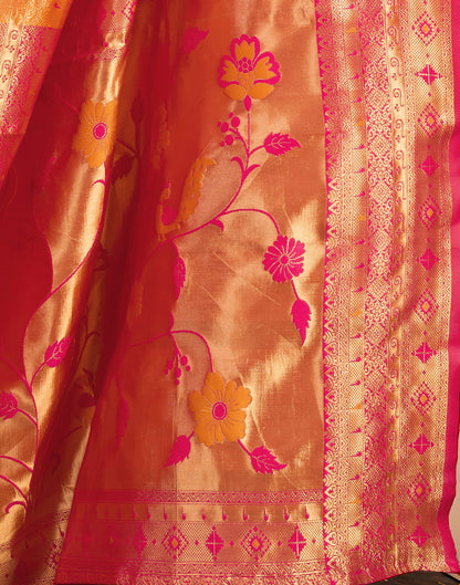 Saffron Silk Woven Paithani Saree