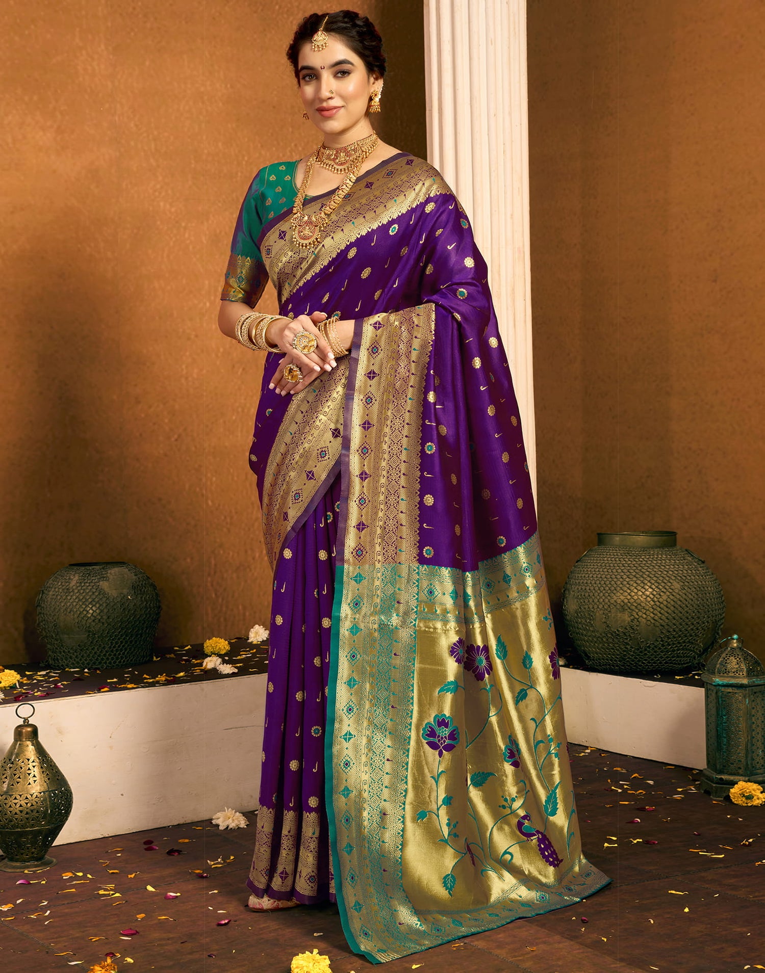 Purple Silk Woven Paithani Saree