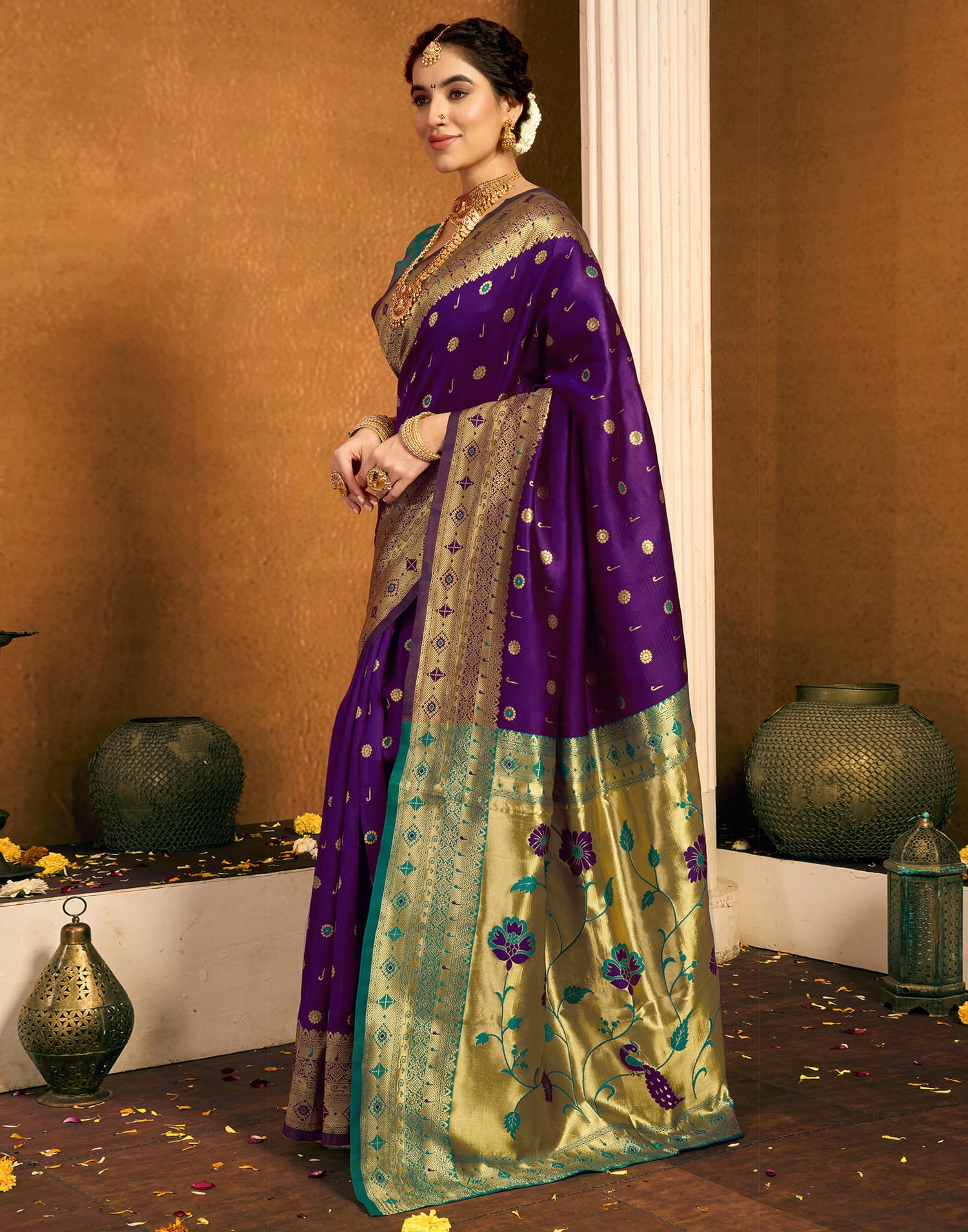 Dark Purple Silk Woven Paithani Saree