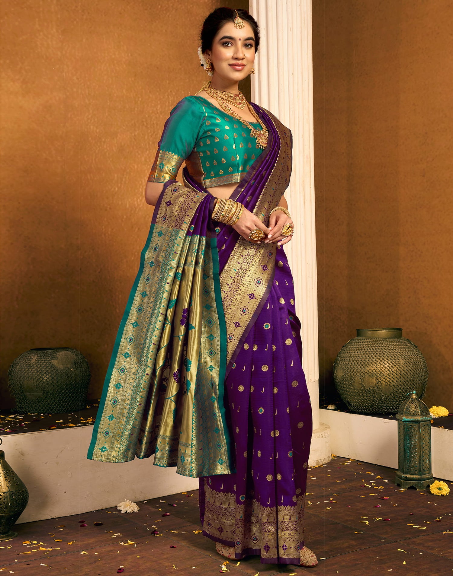 Purple Silk Woven Paithani Saree