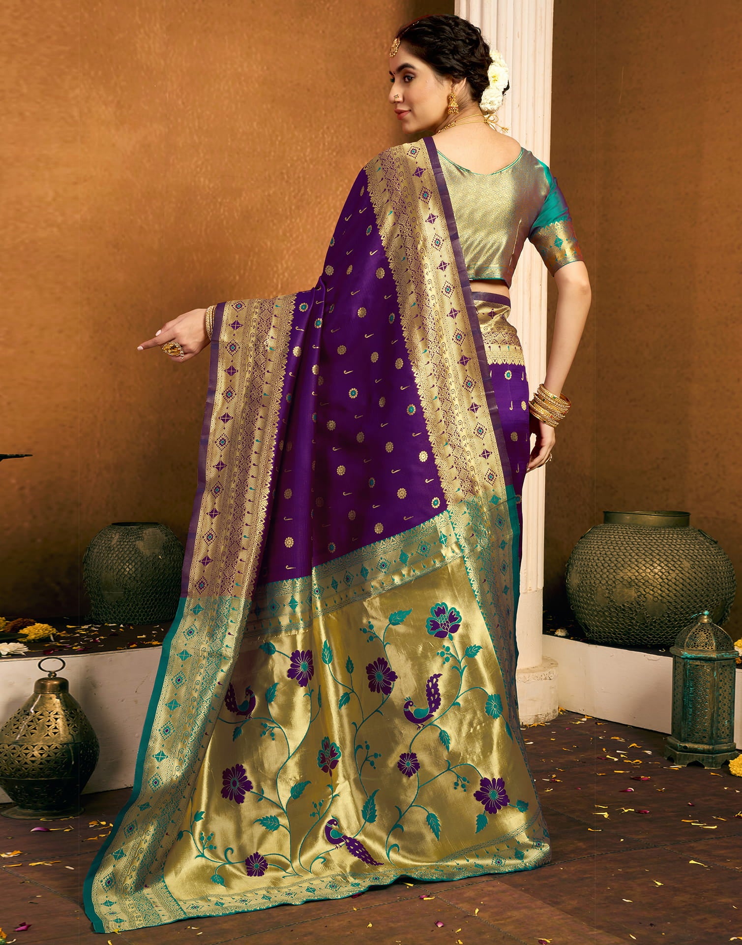 Purple Silk Woven Paithani Saree