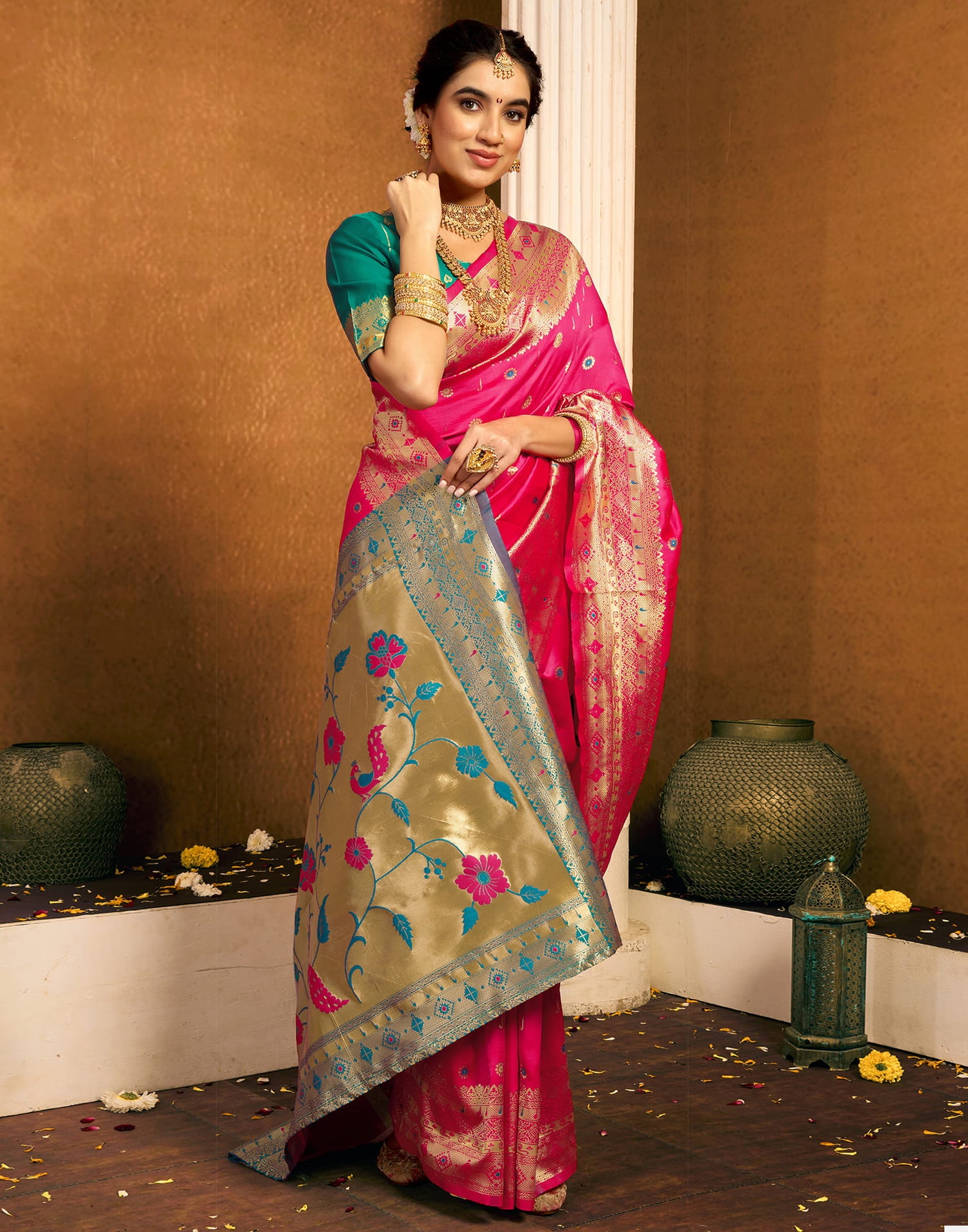 Pink Silk Woven Paithani Saree