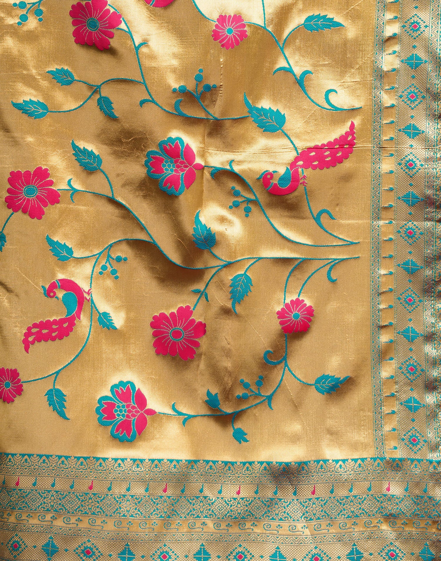 Rani Pink Silk Woven Paithani Saree