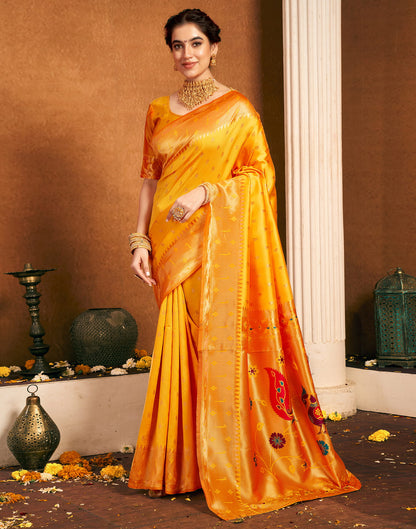 Yellow Silk Woven Paithani Saree