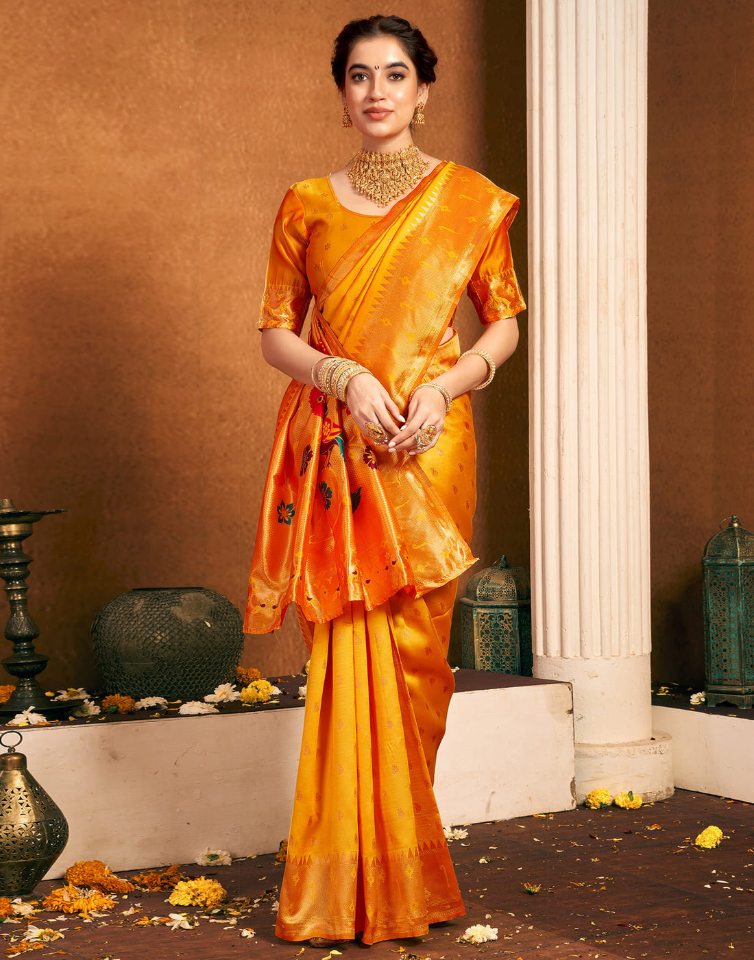 Yellow Silk Woven Paithani Saree